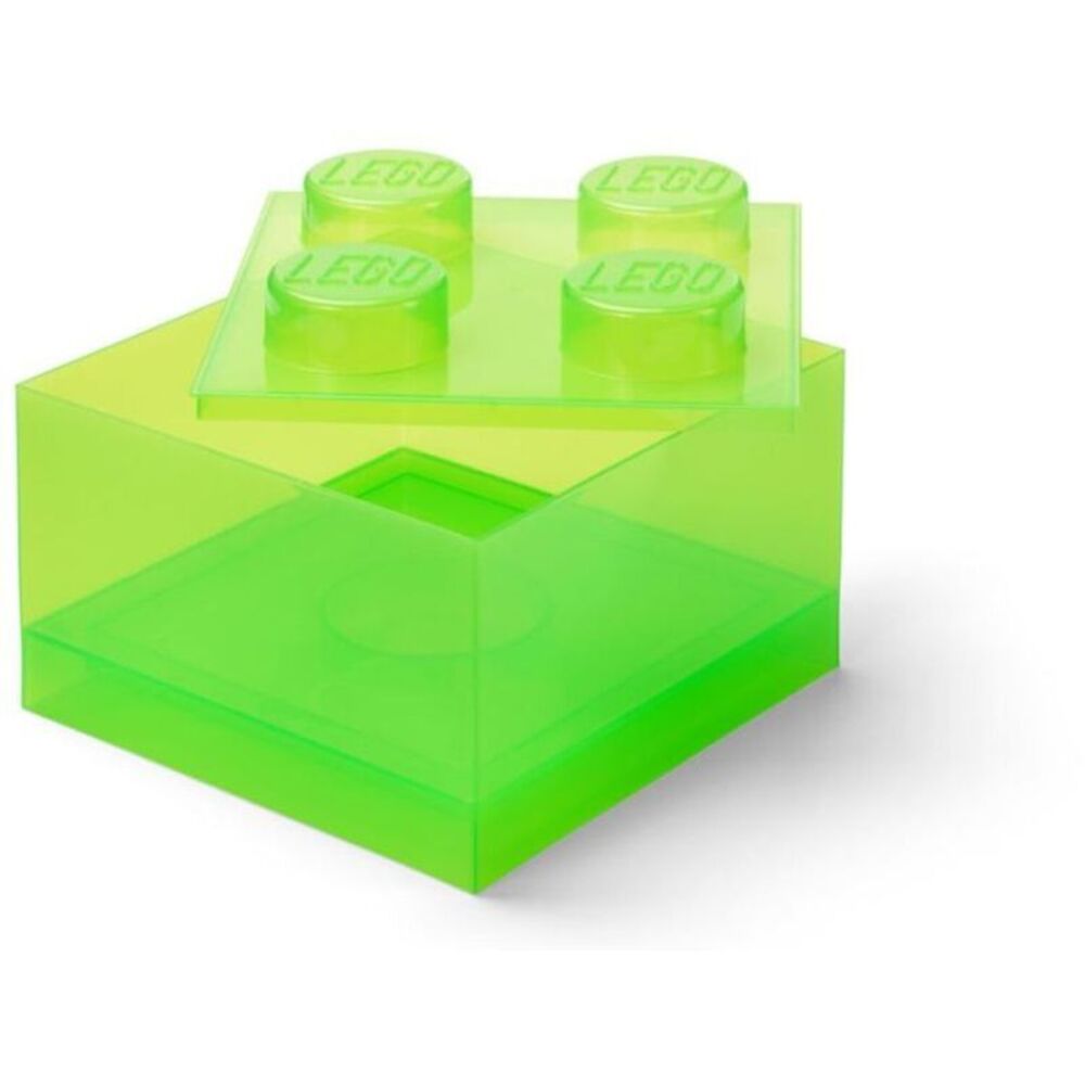 LEGO Stackable Storage Brick with 4 Knobs, Light Green with a Top Lid
